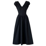 French Waist Halter V-neck Pleated Dress