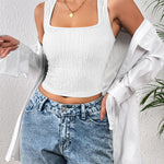 Zeagoo Sleeveless Crop Top Square Neck Tank Top