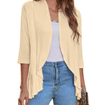 Zeagoo Women's 3/4 Sleeve Draped Ruffles Cardigan