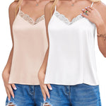 Zeagoo Satin Camisole for Women 2 PCS Lace Tank Top
