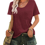 Zeagoo Women's Chest Pocket T Shirt Blouses Tops