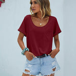 Zeagoo Women's Chest Pocket T Shirt Blouses Tops