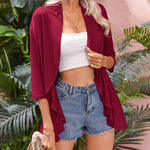 Zeagoo Women's 3/4 Sleeve Draped Ruffles Cardigan