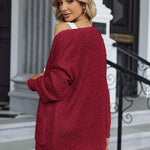 Zeagoo Women's 2023 Fall Winter Popcorn Cardigan Open Front Batwing Sleeve Oversized Chunky Knit Sweater with Pockets