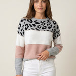 Diana - Suéter de Punto con Detalles de Leopardo