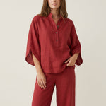 Maribel - Conjunto de Lino con Mangas Murciélago y Pantalón Ancho
