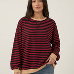 Isabella - Camiseta Manga Larga a Rayas con Cuello Redondo