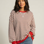 Isabella - Camiseta Manga Larga a Rayas con Cuello Redondo