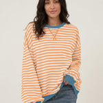 Isabella - Camiseta Manga Larga a Rayas con Cuello Redondo