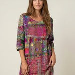 Manuela - Vestido Denim con Patchwork Étnico