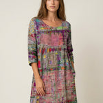 Manuela - Vestido Denim con Patchwork Étnico