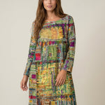 Manuela - Vestido Denim con Patchwork Étnico