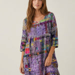 Manuela - Vestido Denim con Patchwork Étnico