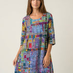 Manuela - Vestido Denim con Patchwork Étnico