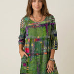 Manuela - Vestido Denim con Patchwork Étnico