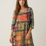 Manuela - Vestido Denim con Patchwork Étnico