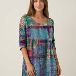 Manuela - Vestido Denim con Patchwork Étnico