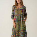 Manuela - Vestido Denim con Patchwork Étnico