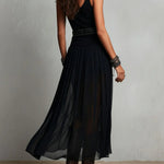 Black Sleeveless Tank Top With Tulle Skirt Maxi Dress (with belt)