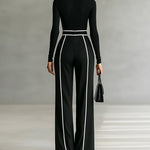 Solana - Long Sleeve Turtleneck and Wide Leg Pants Set with Belt