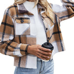 Zeagoo Flannels for Women Cropped Shacket Jacket