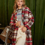 Zeagoo Women Plaid Jacket Mid Length Coat