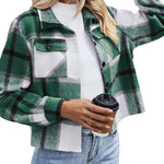 Zeagoo Flannels for Women Cropped Shacket Jacket