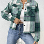 Zeagoo Flannels for Women Cropped Shacket Jacket