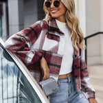 Zeagoo Flannels for Women Cropped Shacket Jacket