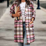 Zeagoo Women Plaid Jacket Mid Length Coat