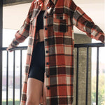 Zeagoo Plaid Shacket Jacket Long Button Down Shirts
