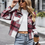 Zeagoo Flannels for Women Cropped Shacket Jacket