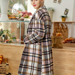 Zeagoo Women Plaid Jacket Mid Length Coat