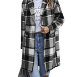 Zeagoo Women Plaid Jacket Mid Length Coat