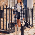 Zeagoo Women Plaid Jacket Mid Length Coat