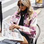 Zeagoo Flannels for Women Cropped Shacket Jacket