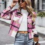 Zeagoo Flannels for Women Cropped Shacket Jacket