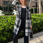 Zeagoo Women Plaid Jacket Mid Length Coat