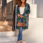 Zeagoo Women Plaid Jacket Mid Length Coat