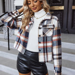 Zeagoo Flannels for Women Cropped Shacket Jacket