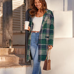 Zeagoo Women Plaid Jacket Mid Length Coat