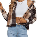 Zeagoo Flannels for Women Cropped Shacket Jacket
