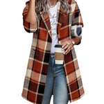 Zeagoo Women Plaid Jacket Mid Length Coat