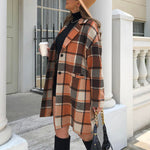 Zeagoo Women Plaid Jacket Mid Length Coat