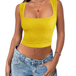 Zeagoo Sleeveless Crop Top Square Neck Tank Top
