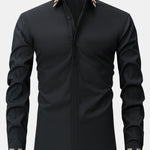 Long Sleeve Embroidered Hidden Buttons Placket Shirt