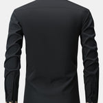 Long Sleeve Embroidered Hidden Buttons Placket Shirt