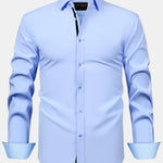 Long Sleeve Contrast Button Up Dress Shirt