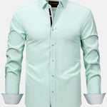 Long Sleeve Contrast Button Up Dress Shirt