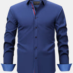 Long Sleeve Contrast Button Up Dress Shirt